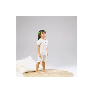 OEM 100% Cotton Kids Pajamas Set Breathable Home Wear with Short Sleeves for Girls for Spring