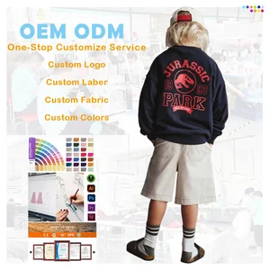 Spring Autumn Kids 100% Cotton Pullover Tops Solid Color Print Baby Boy Round Neck Sweatshirt Hoodies