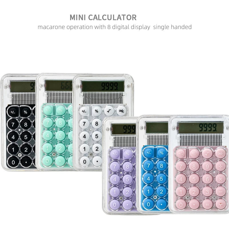 Transparent Candy-Colored Mini Portable Cute Finger Calculator Girls High-Value Multifunctional Household Calculator