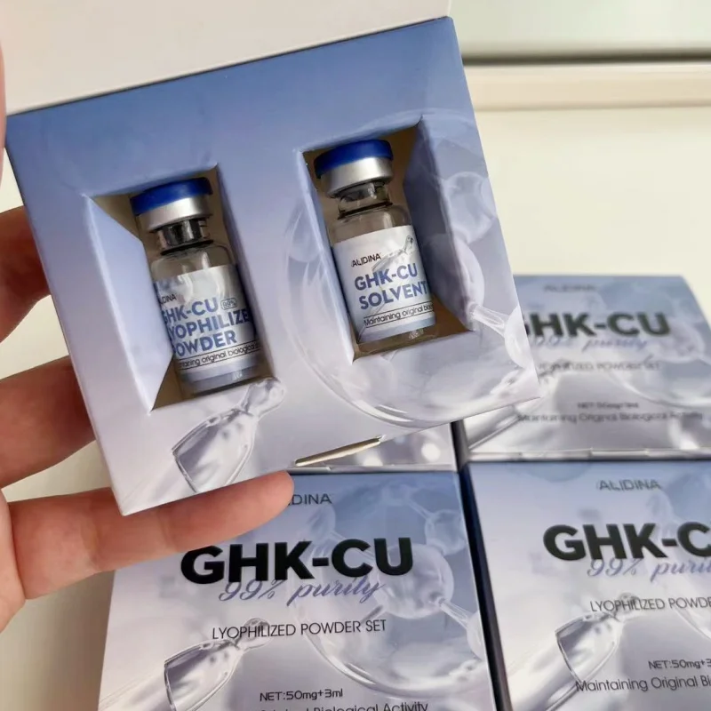 cosmetic grade ghk-cu G High-quality Hot Selling Cosmetic Grade GHK-Cu Copper Peptide Blue Copper  Peptide Lyophilized Powder Set Intensive Serum