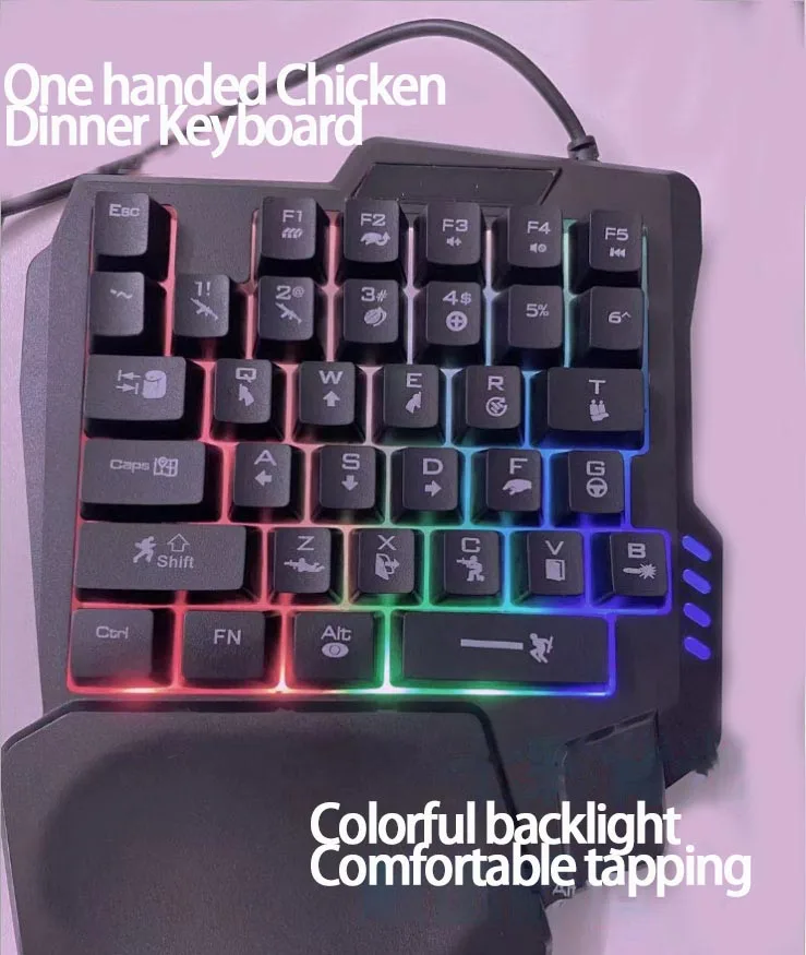 Gaming Pc Mi  Lang T8 Handed Glowing Gaming Keyboard Eat Chicken Keyboard Connected to M aperçu 6