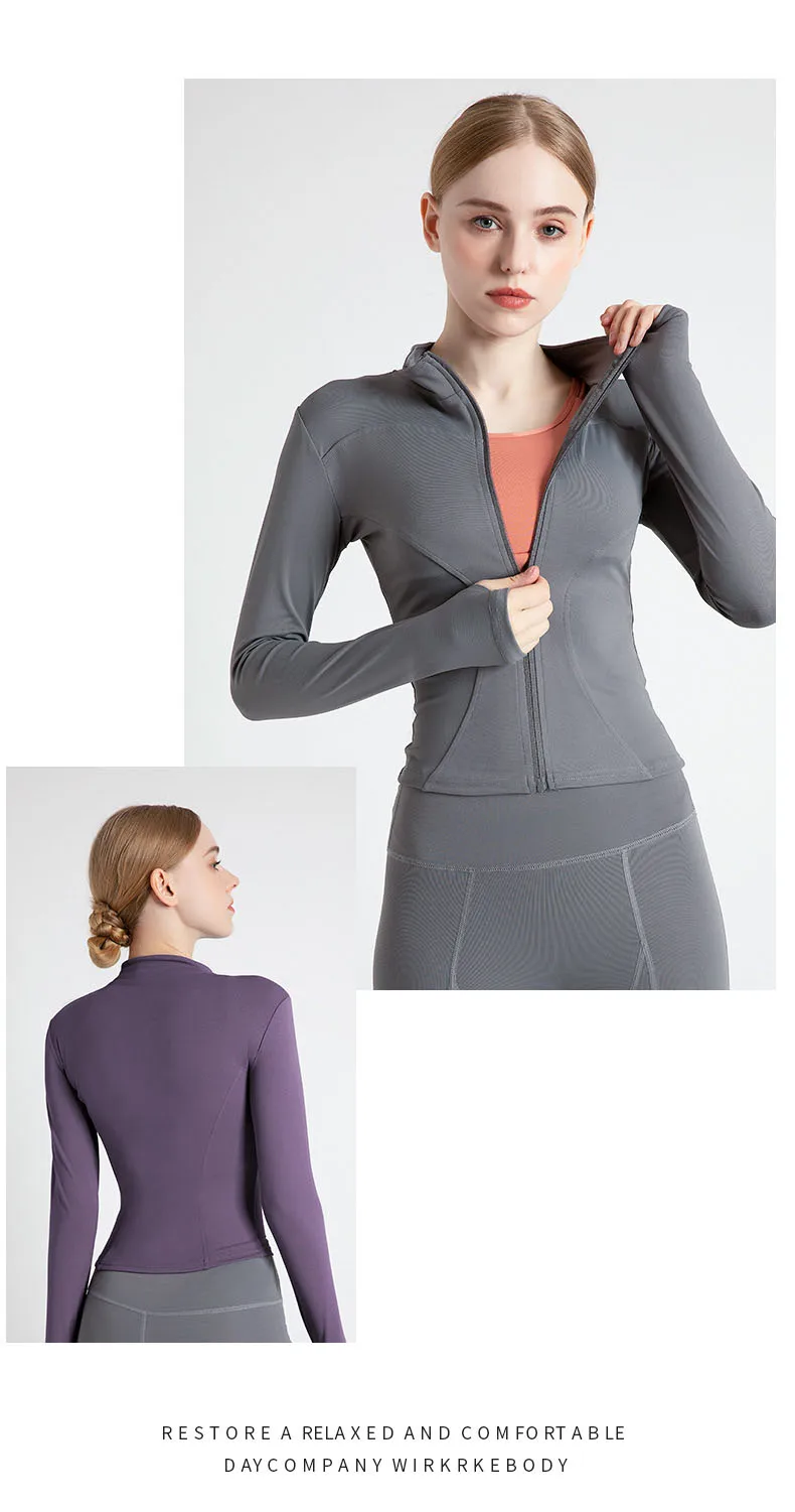 Lightweight High Stretchy Full Zipup Yoga Workout Jacket Athletic Full