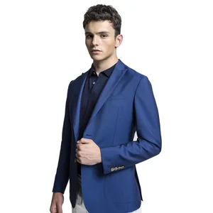 Hot Selling Customize Luxury Fashion Golden Button Blue Slim Fit Suit Blazers for Men
