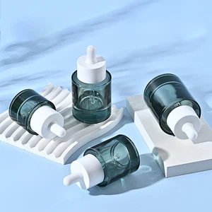 Customized 15ml 20ml 30ml 40ml 50ml Thick-bottomed Wide-ringed Dark Green Serum Bottle Flat-shouldered Essential Oil Bottle