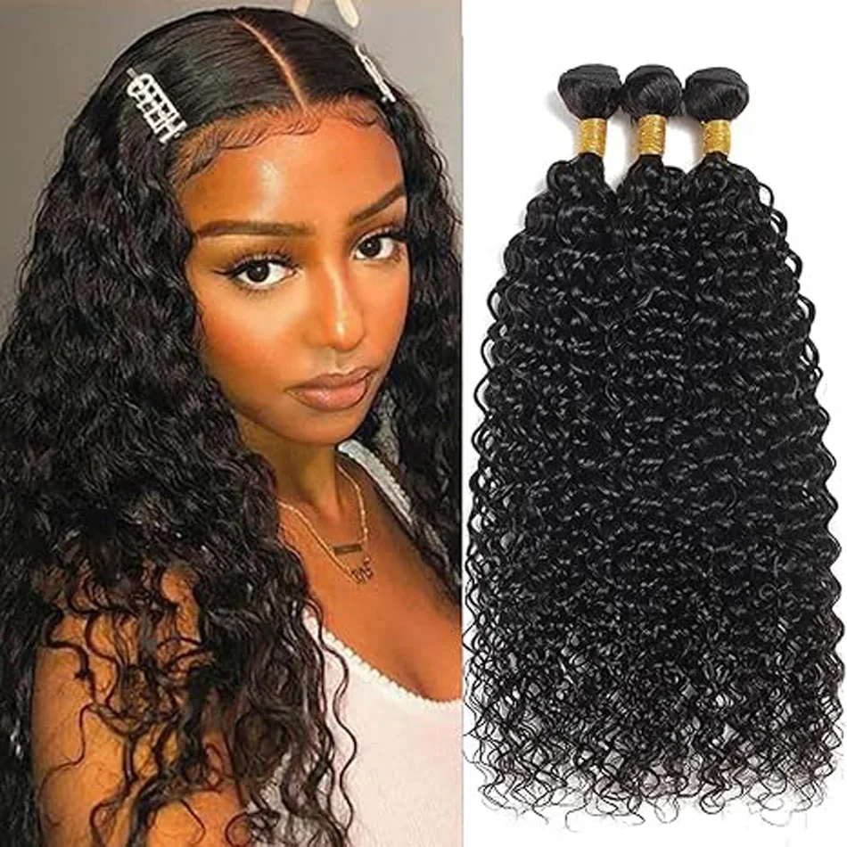 Water Wave Human Hair Bundles Natural Black Hair Extensions_voghion.com
