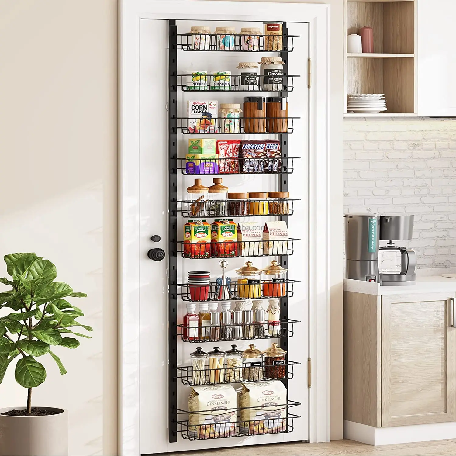 Over the Door Pantry Organizer Rack with Adjustable Shelves,Heavy-duty ...