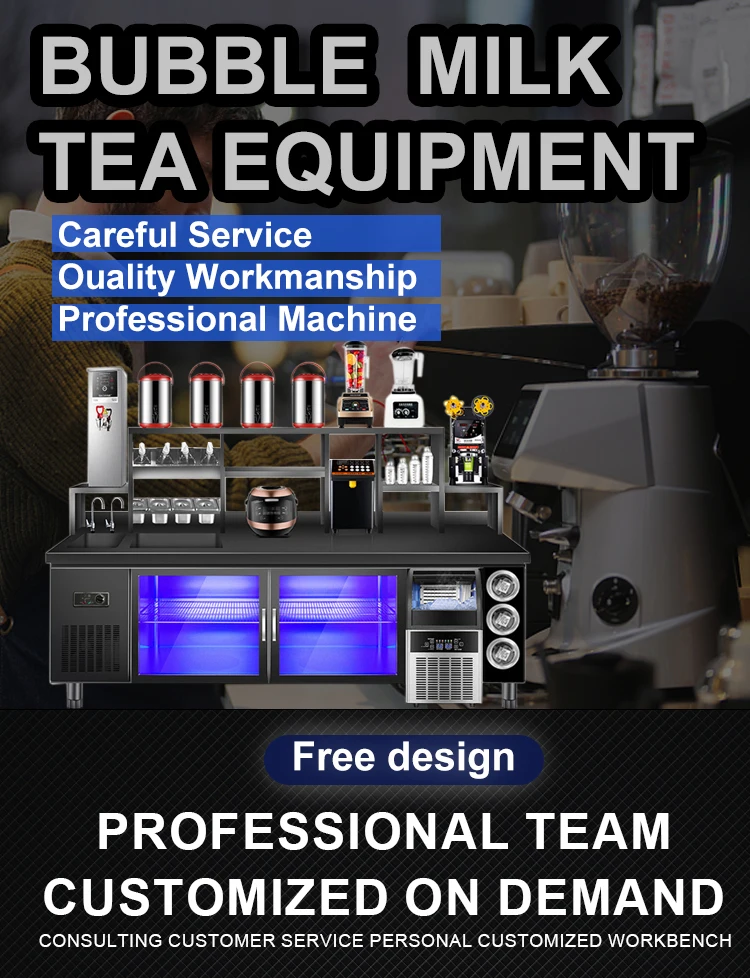 Customized Milk Tea Counter Bar Bubble Tea Machine Shop Working Table All Set Bubble Tea