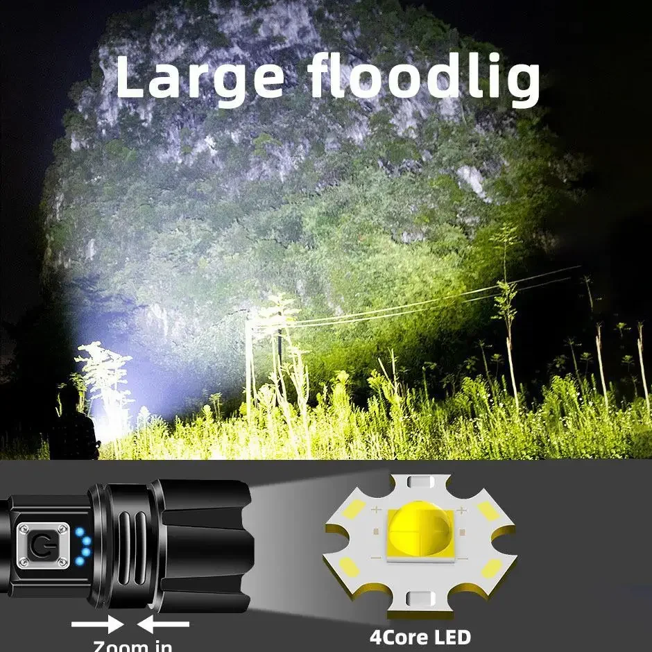 P70 Led Outdoor Camping Ultra Bright P70 LED Flashlight USB Rechargeable Zoom ...