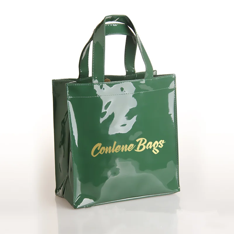 Luxury Custom Pvc Tote Shopping Bag With Lining Custom Printed Logo