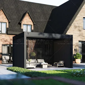 Factory Directly Sell Adjustable Aluminum Pergola Easy-to-Assemble Louvered Outdoor Garden Furniture Rainproof and Waterproof