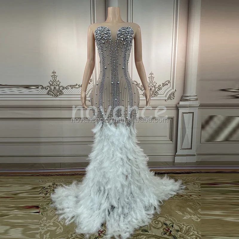 knee length dresses for ladies Luxury Silver Beaded Gown | Evening Dress | Formal Gown