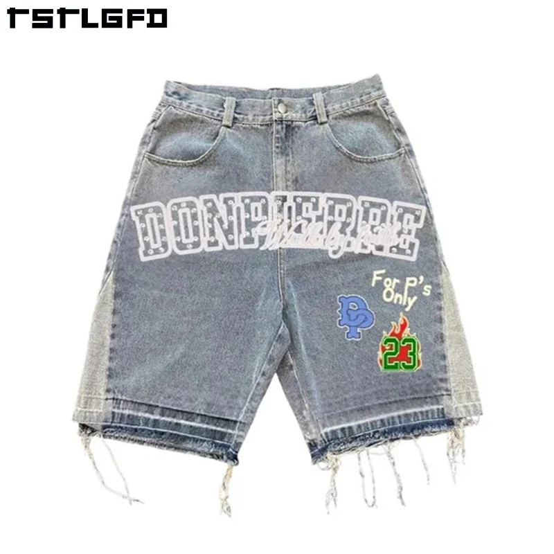 ★TRILLION★STAR APPLIQUE DAMAGE WASHING DENIM SHORTS★ Under The Stars Patch Denim Shorts - Light Wash | Fashion Nova