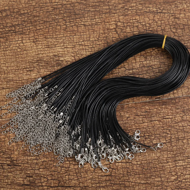 Leather Rope Chain Black Leather Rope Chain with Obster Clasp - Jewelry Accessory