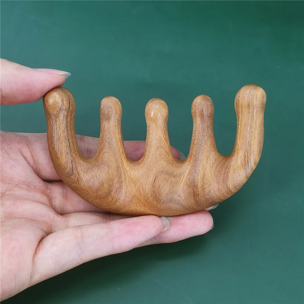 Cheap Natural Wood Wide Tooth Hair Comb Head Scalp Massage No Static Green Sandalwood Hair Pick Wooden Comb for Men and Women