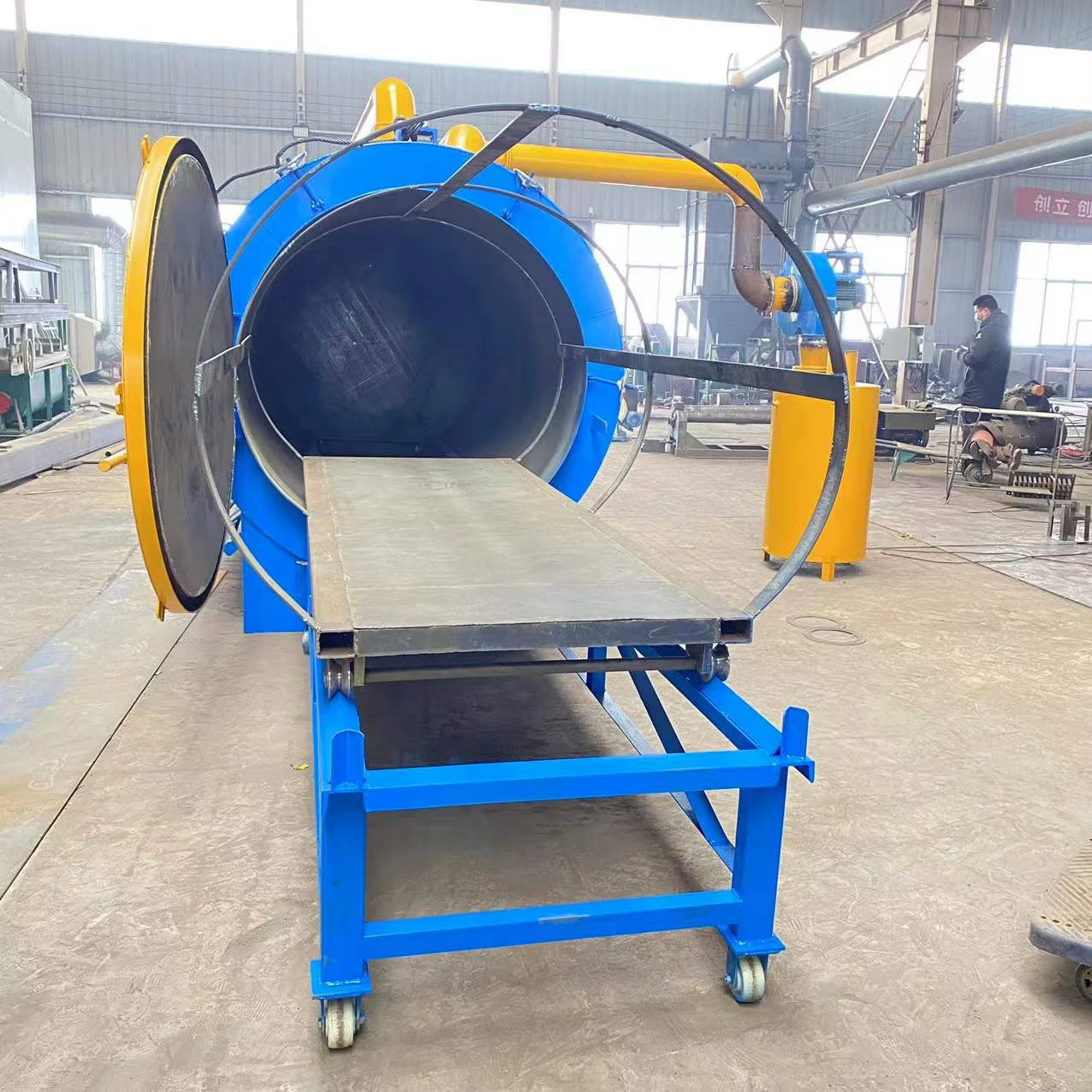 Sawdust Converting in to Charcoal Carbon bar Making Machine / Wood Burning Charcoal Carbonization Furnace Maker Stove in India