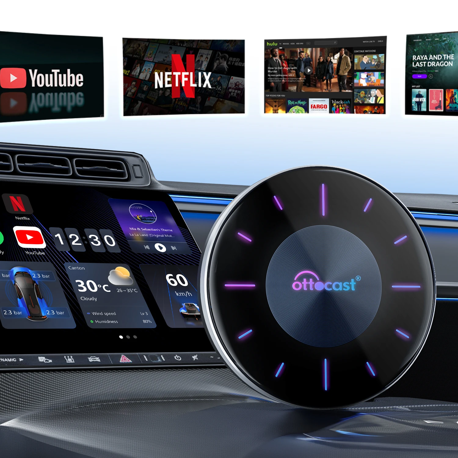 Ottocast OttoAiBox P3 Wireless Android AI Box 8+128G Original Android Auto Plug in HDMI Output for Most Cars