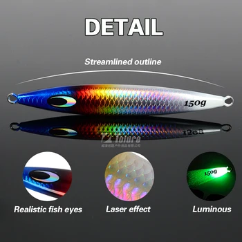 Hot Sale New Design 150g 200g 250g Luminous Bright Colors Metal Fishing Jig Lead Slow Pitch Jigging Lure Deep Sea – Metal Jig – view 4