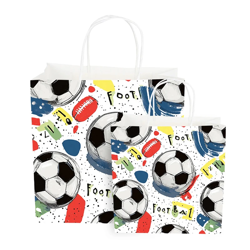 World Cup Kraft Paper Shopping Bag Custom Logo Retail Packaging Tote for Football Stadium Fan Merchandise
