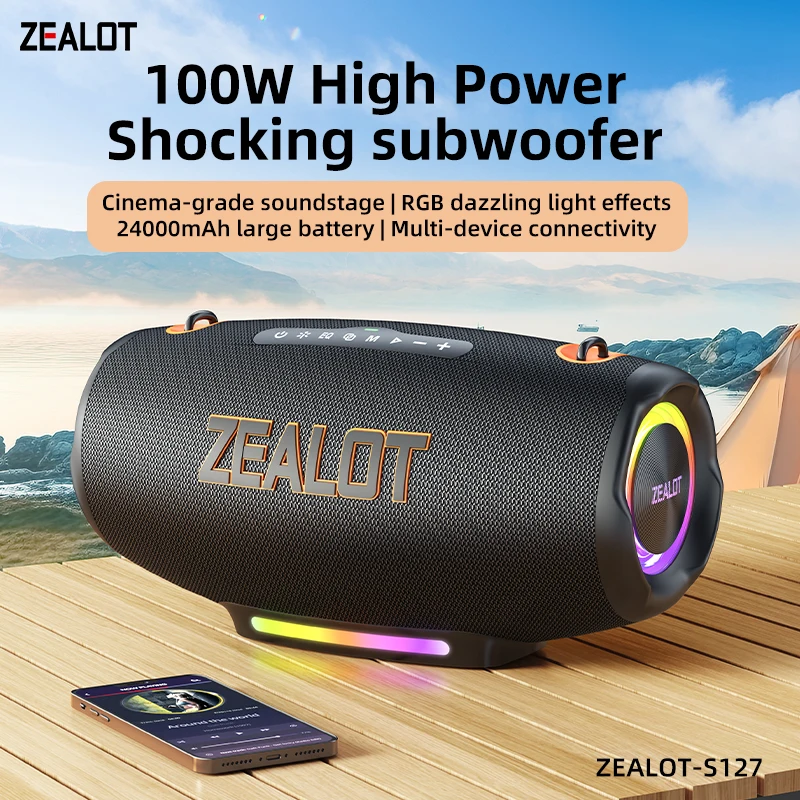 ZEALOT S127 100W Portable Wireless Speaker - Waterproof & Heavy Bass