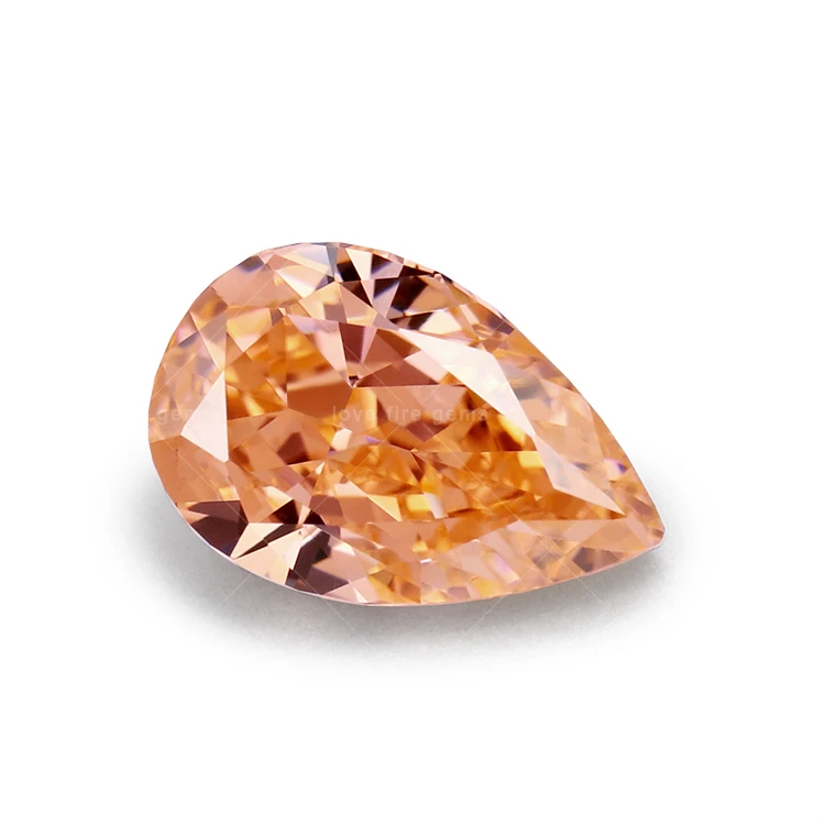 Simulated Alexandrite Color Pear Shape Cz 4K Crushed Ice Cut Orange Color Change Rose Synthetic Cubic Zirconia