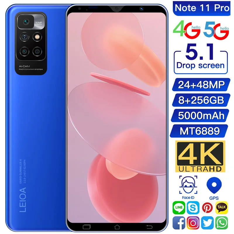 Oem Smart Phones Cheap Smartphones Celulares Original Cellphones Android Phone Note 11 Pro 3g Y