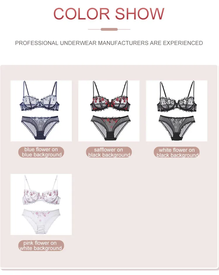 High Quality Mature Underwear Wholesale Price Transparent Soft Fabric Underwear Sexy Lace Bra