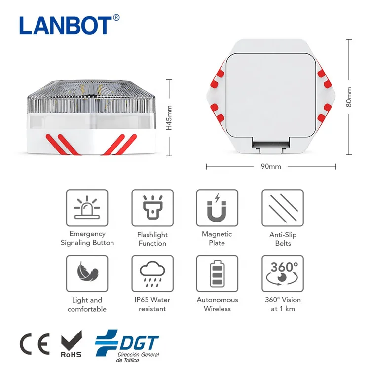 V16 LED Emergency Light Autonomous Signalling DGT Approved Flash