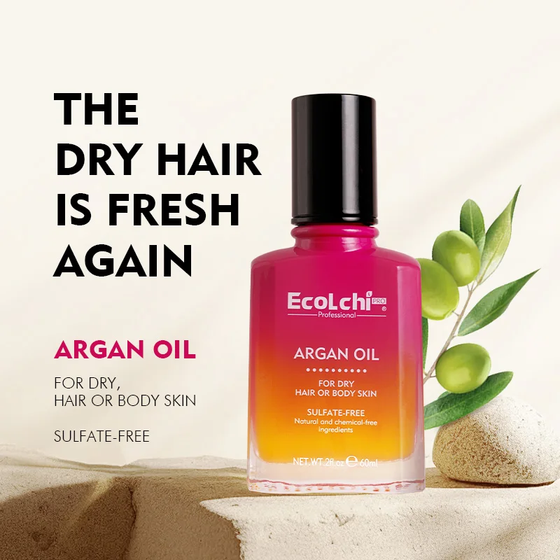 Ecolchi 60ml OEM ODM Private Label Organic Repair Hair Serum Oil Smooth Hair Treatment Extract Hair Essential Oil