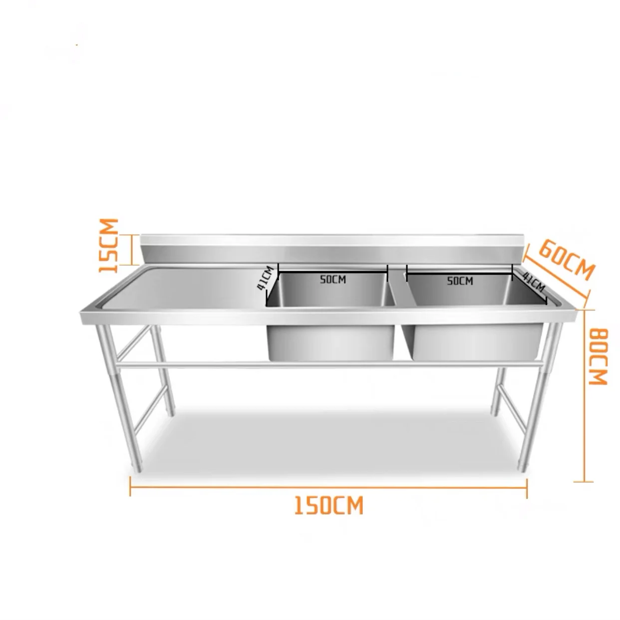 Commercial Freestanding Stainless Steel Restaurant Kitchen Single