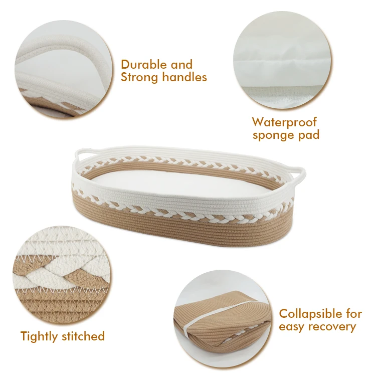 Cotton Rope Baby Moses Basket Safe Soft Durable Changing Table Baby