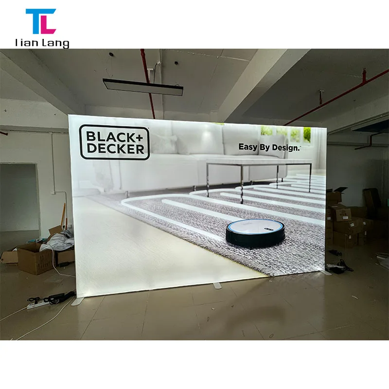 10ft sbalitelní vlastní návrh roztahovací látky z aluminia SEG LED svítící box reklamní rozkladný stojan pozadí stánku