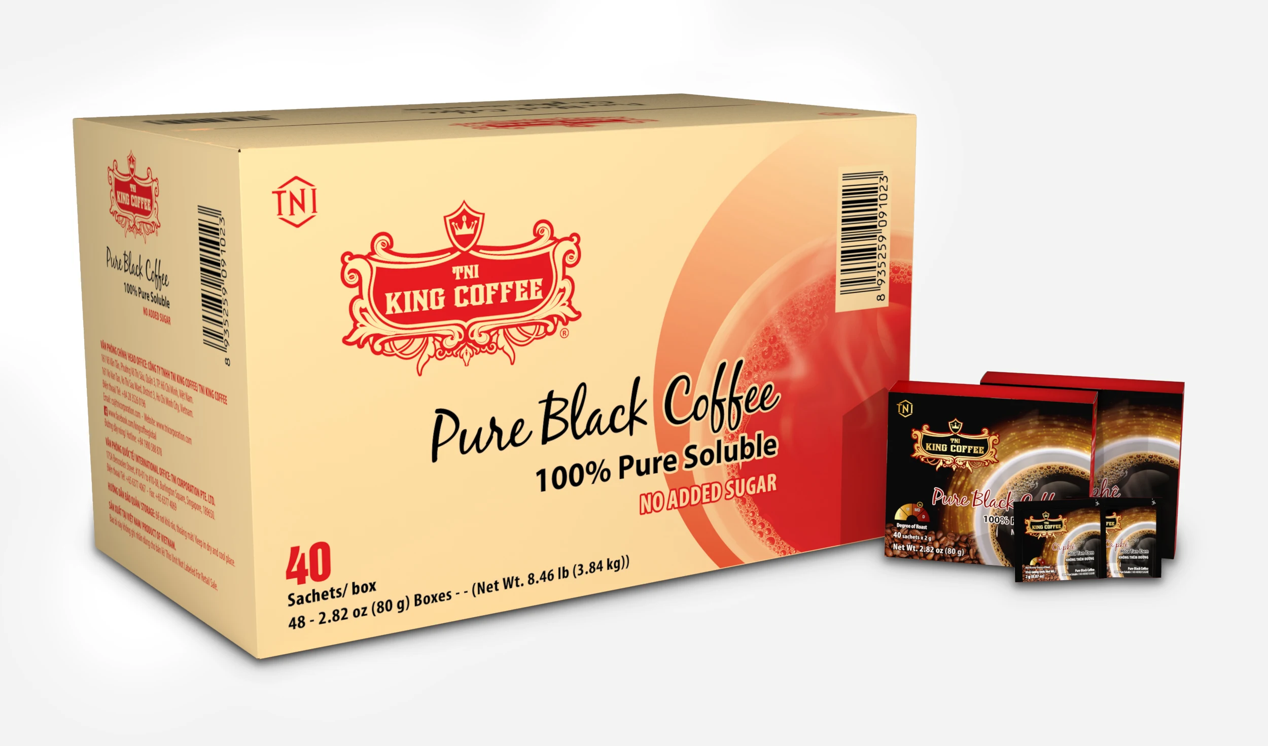 King Coffee Oem 40 Sachets/box Pure Black Coffee No Added Sugar