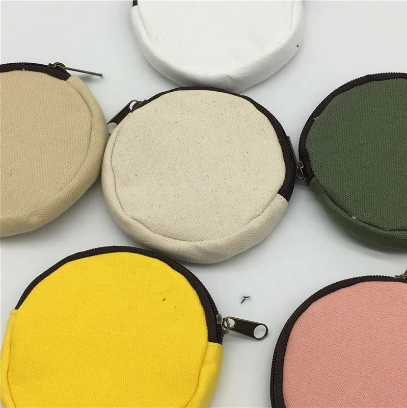 Canvas Round Circle DIY Personalized Change Coin Purse Wallet