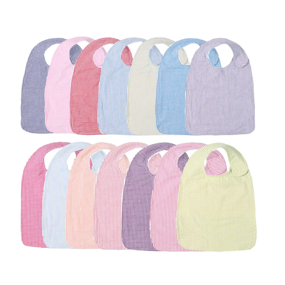 Wholesale Custom Baby Bib Boutique Organic Cotton Bib Seersucker Toddler Bib Necklace Newborn