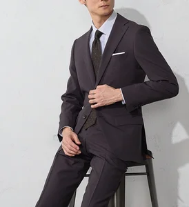 Men's Formal Business Suit Plus Size Single-Breasted High Woolen with Zipper Fly Pants Flat Front Breathable Anti-Static Suit