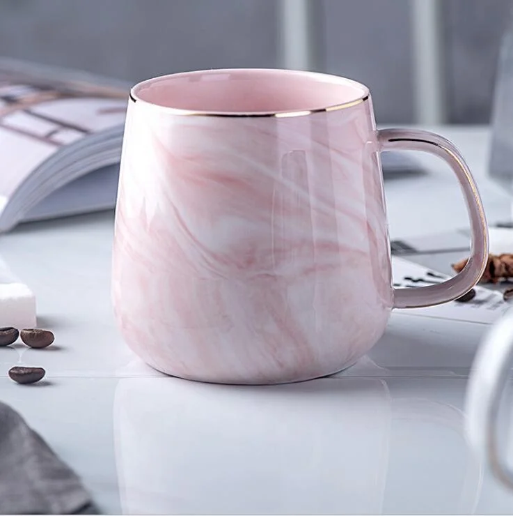 Lot 4 Tasses Café Empilables Marbrées 355 Ml – Céramique Élégante Gris/Rose Smilatte