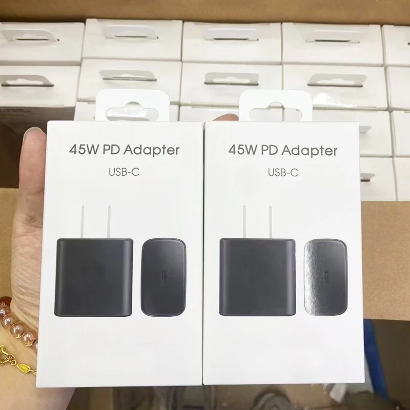 Super Fast Charging Power Adapter UK US EU Plug 45W Cargador Tipo C for Samsung Mobile Phone S23 S24 USB-C Charger Wholesale