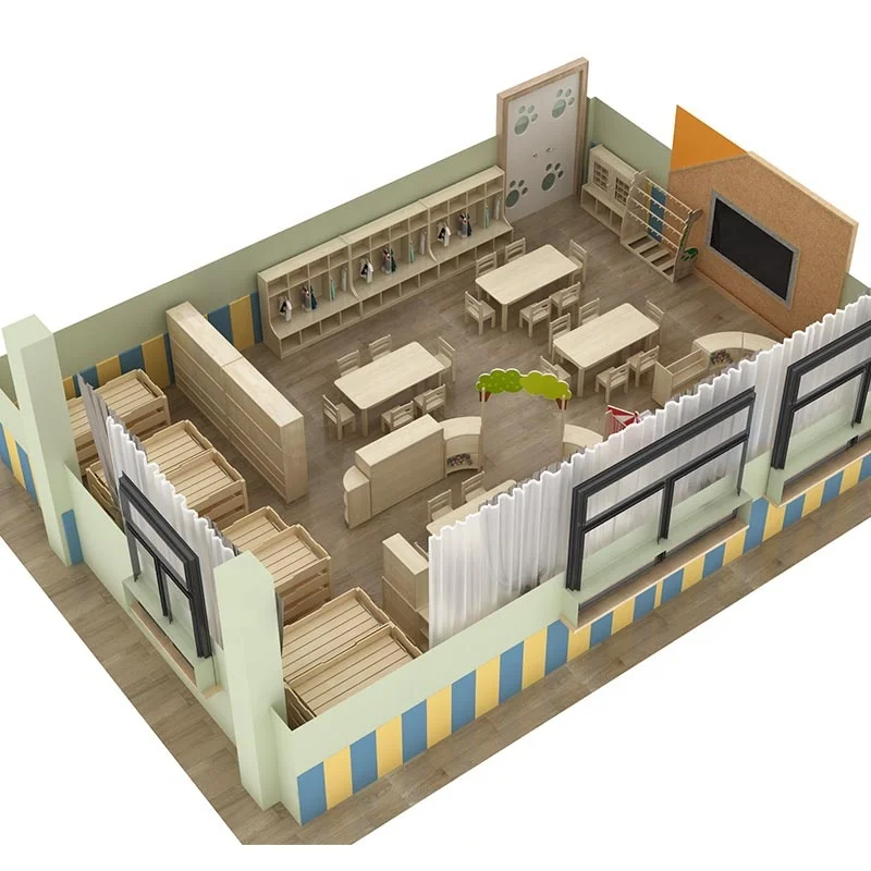 Moetry Canada Trending Daycare Roomscape Natural Wood Kindergarten School Furniture Free Design