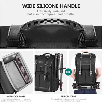 Neewer Camera Backpack, Durable Waterproof Camera Case Photography Backpack With Rain Cover for DSLR Camera, Lens & Accessories detail image