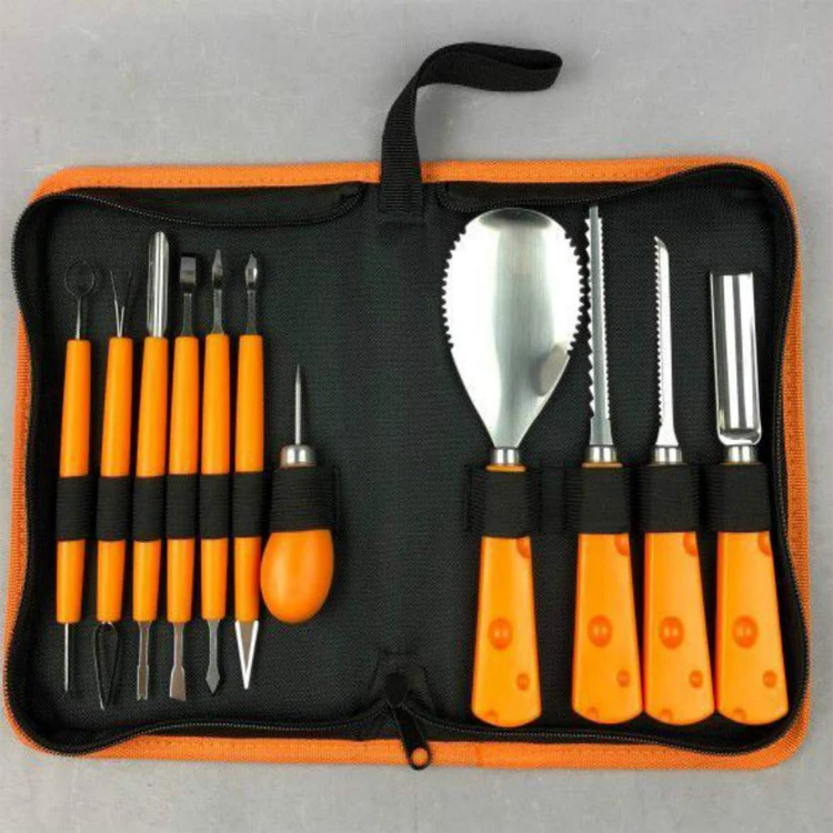 Fenvella Kit Intaglio Zucca Halloween, Strumenti Inossidabile Professionale Per Intagliare Zucaa 7 Pezzi Set Di