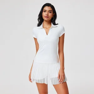 Custom Workout Sports Wear High Quality Running Wear With Built in Bra and Shorts Pocket Fitness V Neck Golf Tennis Skirt Set