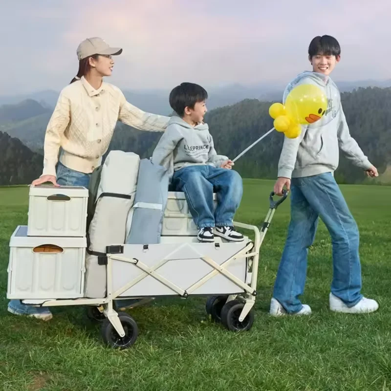 Folding Picnic Cart Camping Wagon with Wheels shopping trolley picnic cart camping wagon