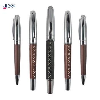 Factory Supply OEM Gift Business Fountain Ink Pen Metal PU Leather Fountain Pen for Writing and Travel