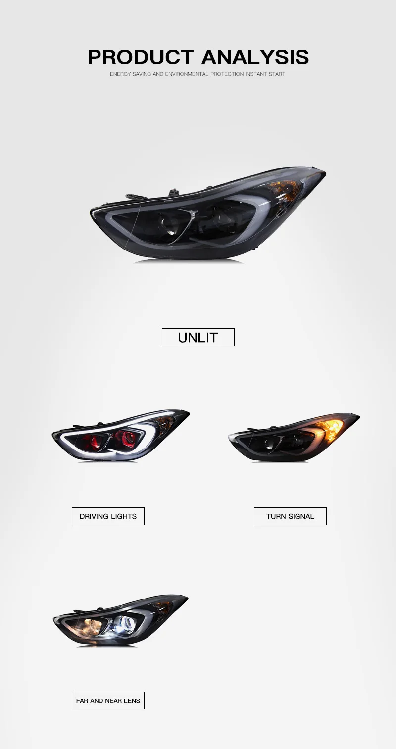 Car Led Lights 4lens Headlights For Hyundai Elantra 20122016 Headlight Projector Dynamic