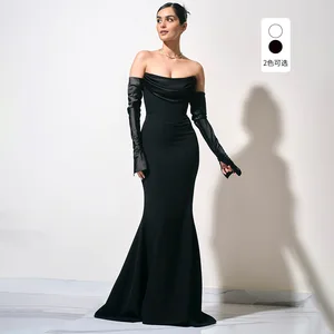 Bettergirl 2026 Ramadan One shoulder long sleeved waist cinched elastic long party dress
