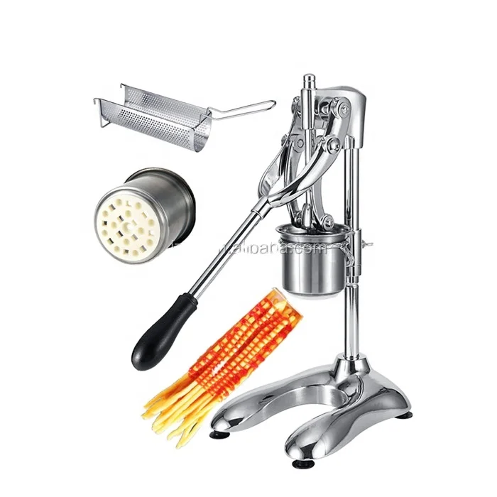 Manual Long French Fries Maker Machine Stainless Steel 30cm Potato Strips  Machine Fried Chips Squeezer Extruder 12 Holes