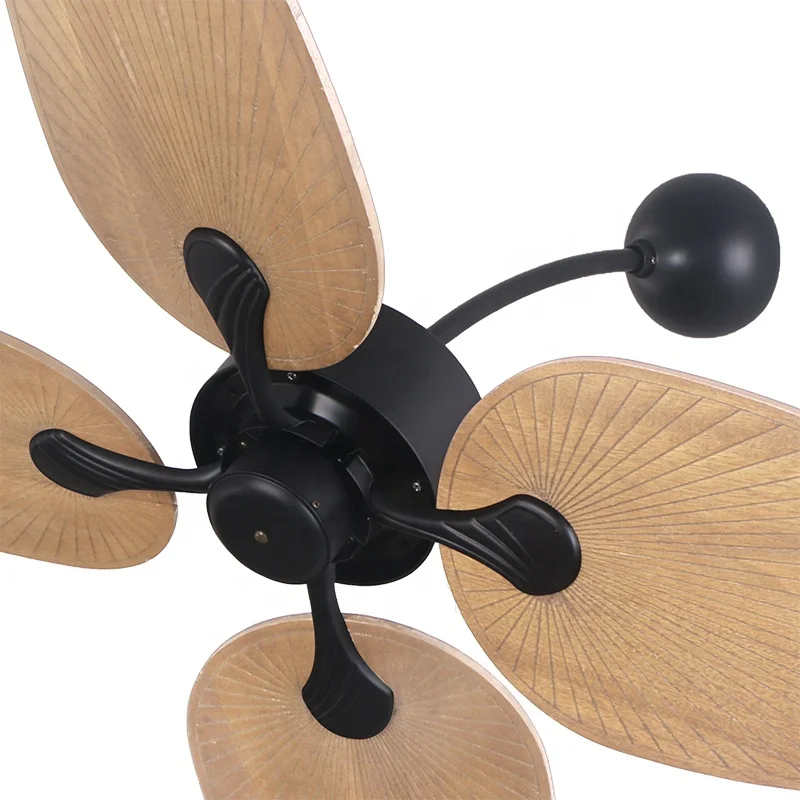 52-Inch Modern Solid Wood Rattan Wall Mount Ceiling Fan Customized AC/DC Motor with Remote Control for Home or Hotel Use