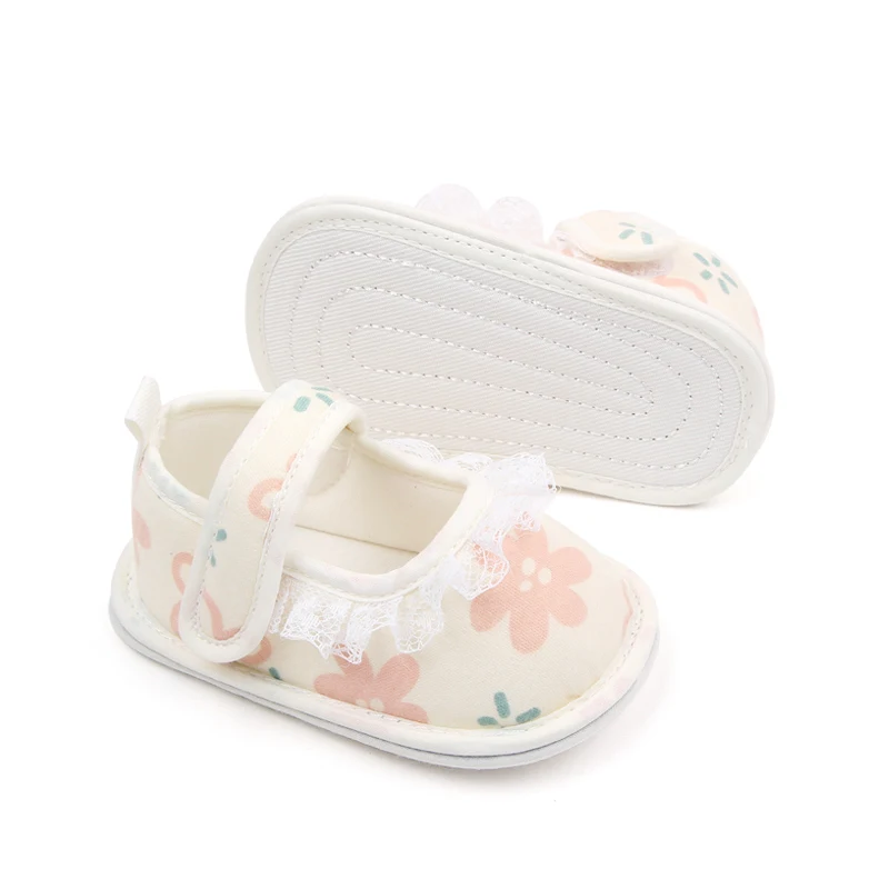 New Solid Color Mesh Lace Embroidery Lace Soft Base Infant Shoes for Girls supplier