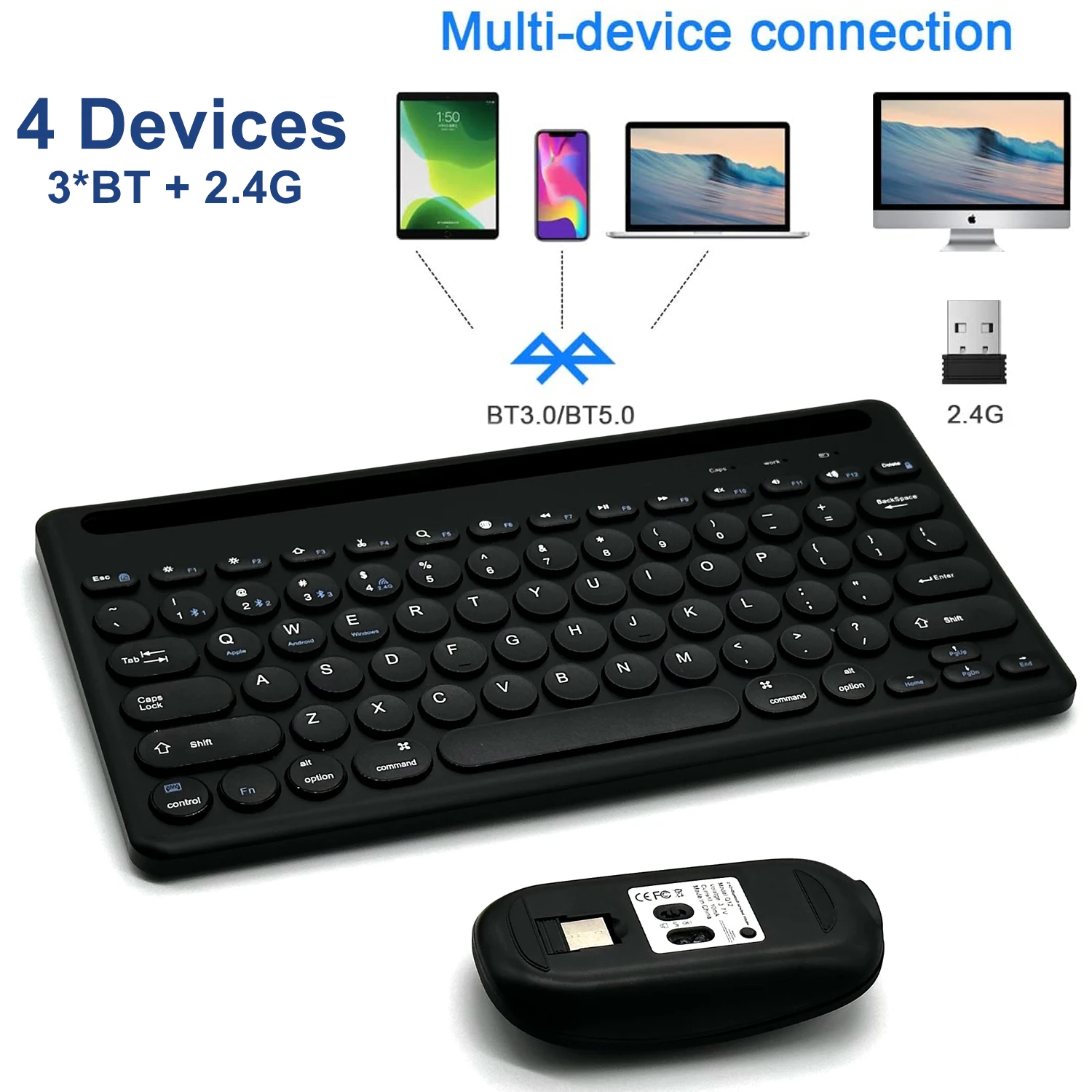 2023 New Design Cradle 4 Devices Wireless Multi Bluetooths 60 Keyboard
