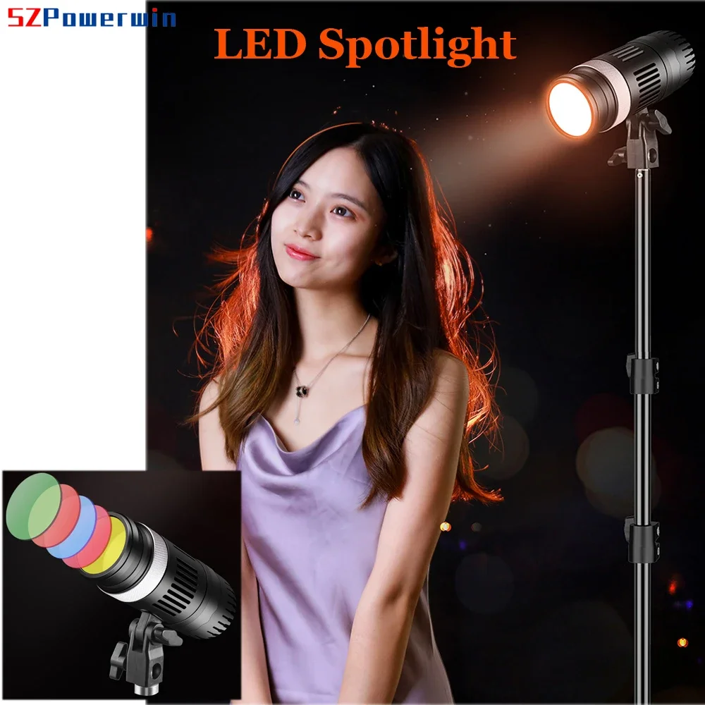 Powerwin New Photo Studio 100W LED RGB Photography Spotlight RA95 Hair Shooting Lamp Color Filter Remote Control Light Dimming